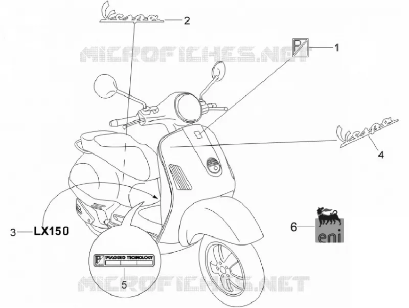 Monogrammes - Decorations VESPA VESPA-SCOOTER 150 LX 2012  LX 4T ie E3