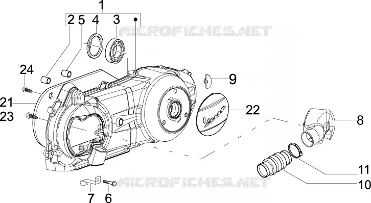 Couvercle carter - Refoidissement carter VESPA VESPA-SCOOTER 150 LX 2012  LX 4T ie Touring