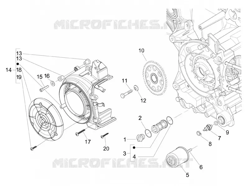 Couvercle volant magnetique - Filtre à huile VESPA VESPA-SCOOTER 150 LX 2011  LX 4T ie Touring