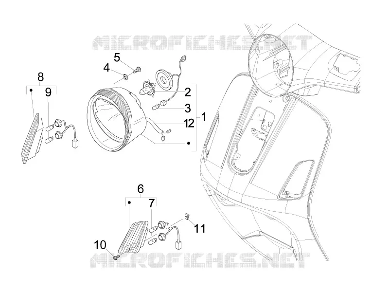 Eclairages avant - Clignotants VESPA VESPA-SCOOTER 150 LX 2012  LX 4T ie Touring