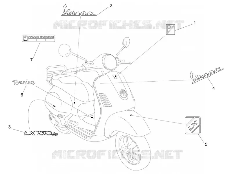 Monogrammes - Decorations VESPA VESPA-SCOOTER 150 LX 2010  LX 4T ie Touring