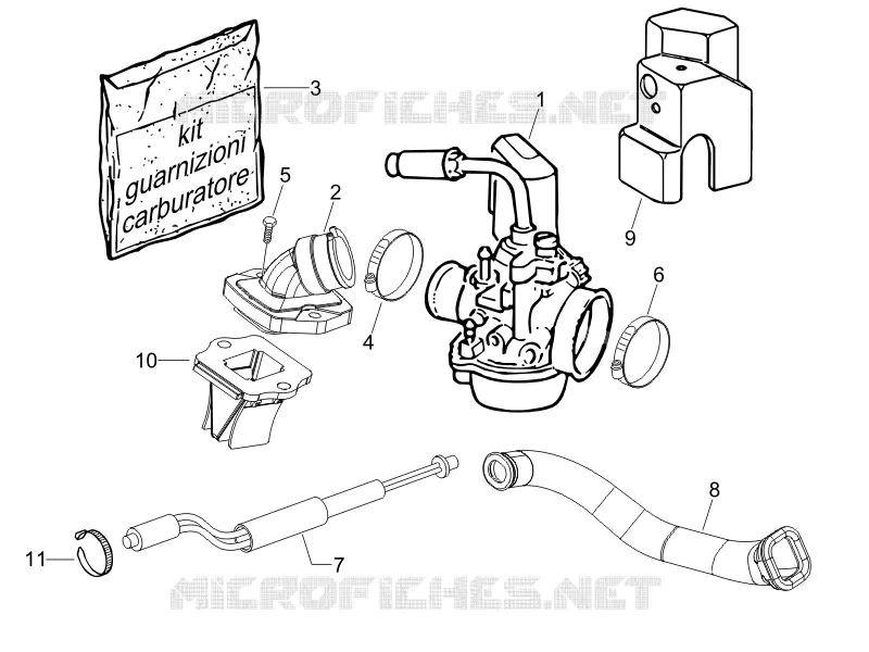 Carburateur complet - Raccord d'admission VESPA VESPA-SCOOTER 50 LX 2007  LX 2T