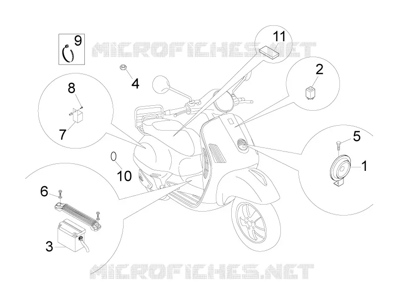 Relais - Batterie - Avertisseur sonore VESPA VESPA-SCOOTER 50 LX 2009  LX 2T