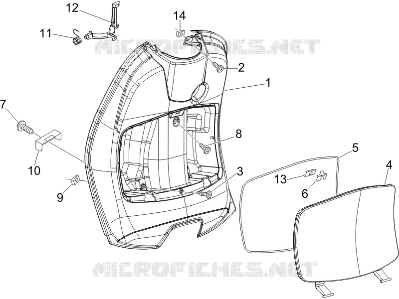 Coffre avant - Contre-tablier VESPA VESPA-SCOOTER 50 LX 2005  LX 2T 25 Km/h