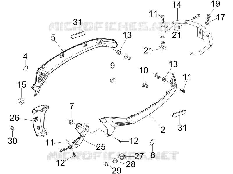 Couvertures laterales - Spoiler VESPA VESPA-SCOOTER 50 LX 2005  LX 2T 25 Km/h