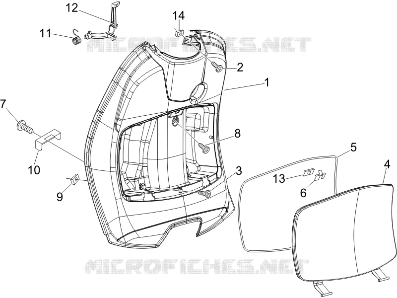 Coffre avant - Contre-tablier VESPA VESPA-SCOOTER 50 LX 2013  LX 2T E2 Touring (30Km/h)