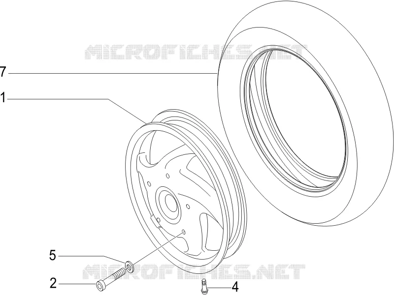 Roue avant VESPA VESPA-SCOOTER 50 LX 2012  LX 2T E2 Touring (30Km/h)