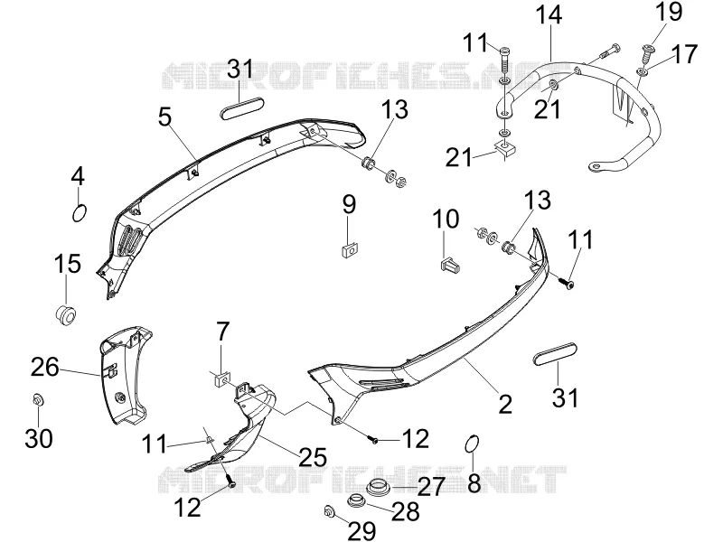 Couvertures laterales - Spoiler VESPA VESPA-SCOOTER 50 LX 2009  LX 4T