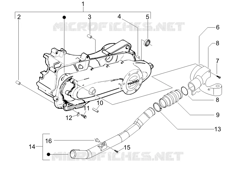 Couvercle carter - Refoidissement carter VESPA VESPA-SCOOTER 50 LX 2008  LX 4T