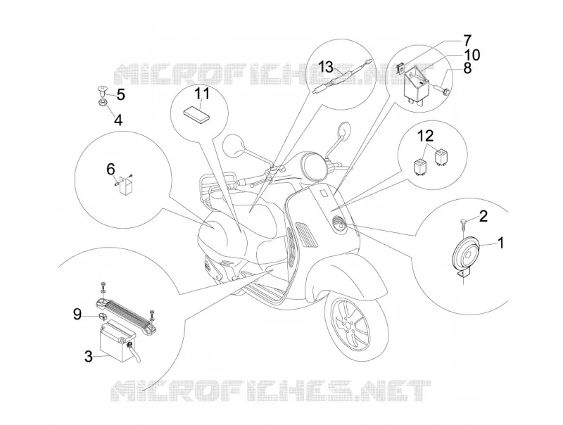 Relais - Batterie - Avertisseur sonore VESPA VESPA-SCOOTER 50 LX 2013  LX 4T-4V