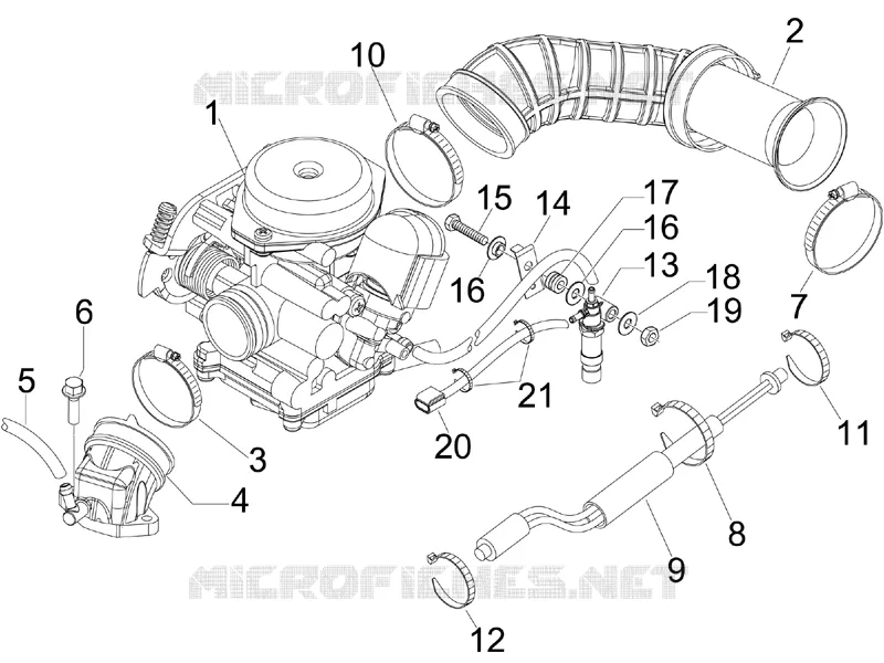Carburateur complet - Raccord d'admission VESPA VESPA-SCOOTER 50 LX 2011  LX 4T-4V Touring