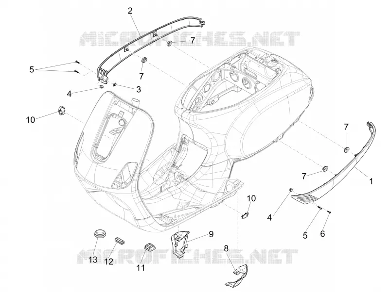 Couvertures laterales - Spoiler VESPA VESPA-SCOOTER 125 LXV 2013  LXV 4T 3V E3