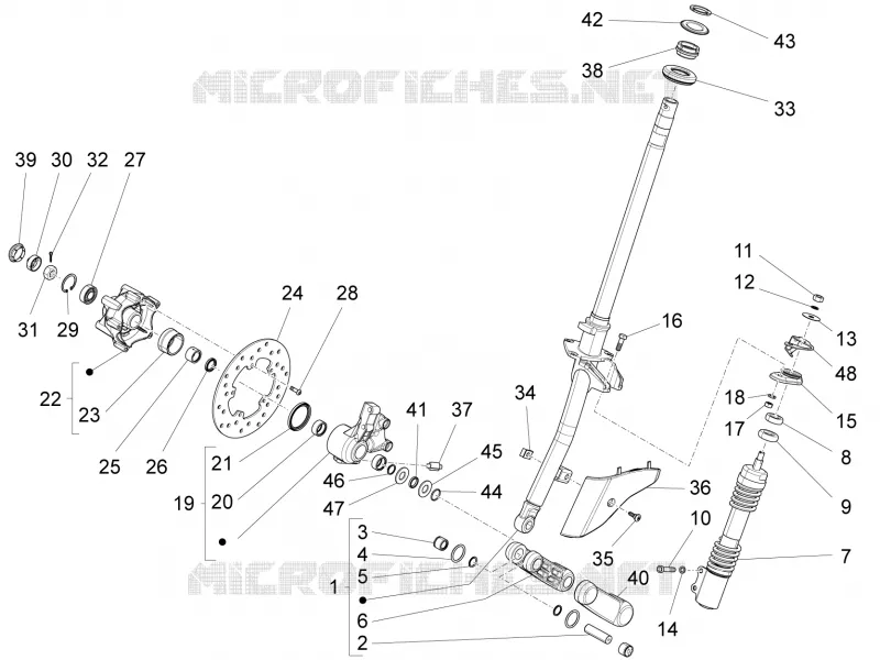 Fourche/tube direction - Ensemble butée dir. VESPA VESPA-SCOOTER 150 LXV 2013  LXV 4T 3V E3