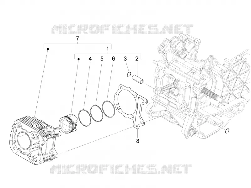 Groupe cylindre-piston-axe VESPA VESPA-SCOOTER 150 LXV 2015  LXV 4T 3V E3