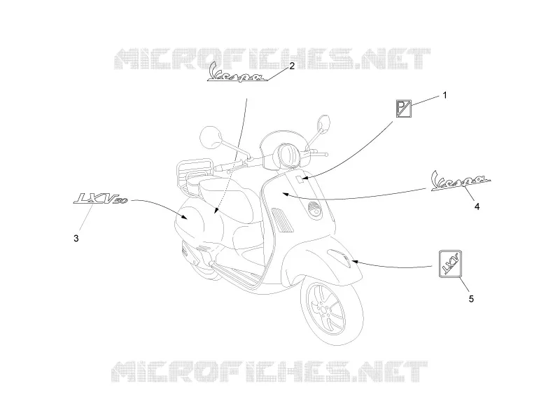 Monogrammes - Decorations VESPA VESPA-SCOOTER 50 LXV 2006  LXV 2T