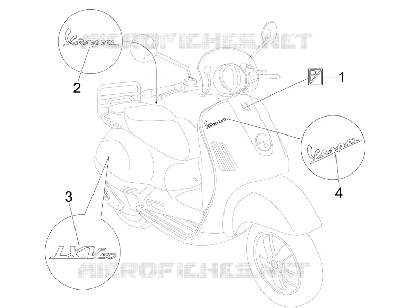 Monogrammes - Decorations VESPA VESPA-SCOOTER 50 LXV 2008  LXV 2T Navy