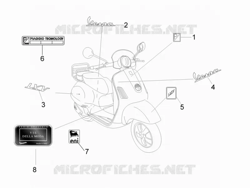 Monogrammes - Decorations VESPA VESPA-SCOOTER 50 LXV 2012  LXV 4T 2V 25 Km/h