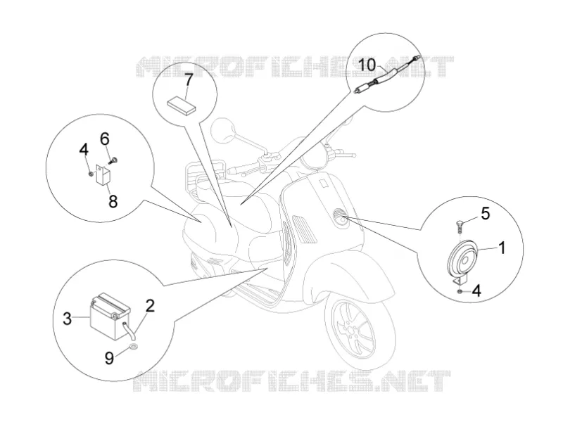 Relais - Batterie - Avertisseur sonore VESPA VESPA-SCOOTER 50 LXV 2012  LXV 4T 2V 25 Km/h
