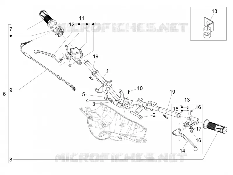 Guidon - Maître cylindre VESPA VESPA-SCOOTER 150 PRIMAVERA 2013  4T 3V ie Primavera