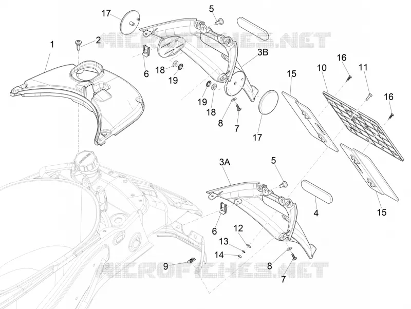 Couvercle arrière - Pare-boue VESPA VESPA-SCOOTER 150 PRIMAVERA 2014  4T 3V ie Primavera