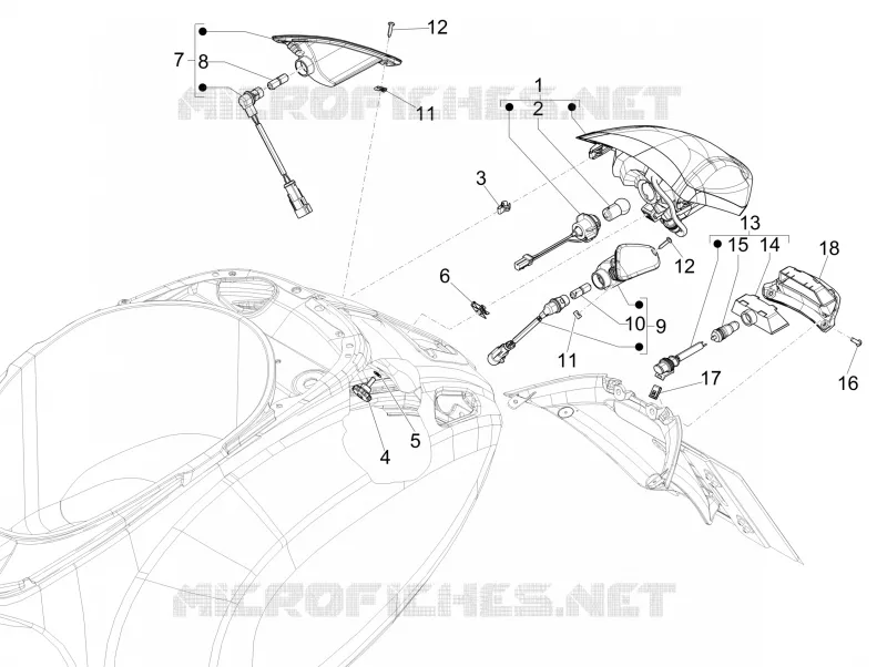 Eclairages arrière - Clignotants VESPA VESPA-SCOOTER 150 PRIMAVERA 2014  4T 3V ie Primavera