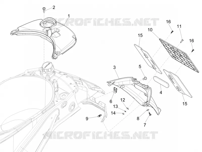 Couvercle arrière - Pare-boue VESPA VESPA-SCOOTER 150 PRIMAVERA 2014  4T 3V ie Primavera