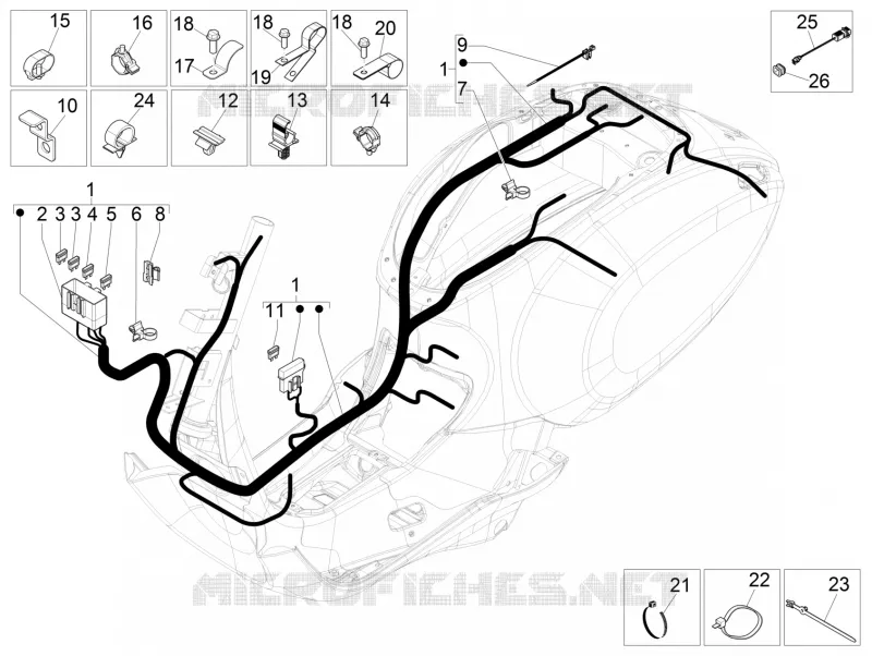 Faisceau de câbles principal VESPA VESPA-SCOOTER 150 PRIMAVERA 2015  4T 3V ie Primavera