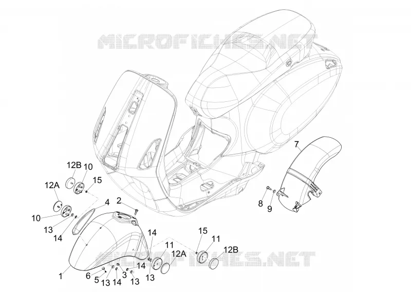 Logement roue - Garde boue VESPA VESPA-SCOOTER 150 PRIMAVERA 2015  4T 3V ie Primavera