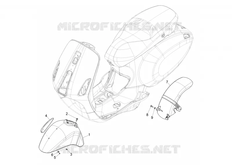 Logement roue - Garde boue VESPA VESPA-SCOOTER 50 PRIMAVERA 2015  Primavera 4T-2V 25 km/h