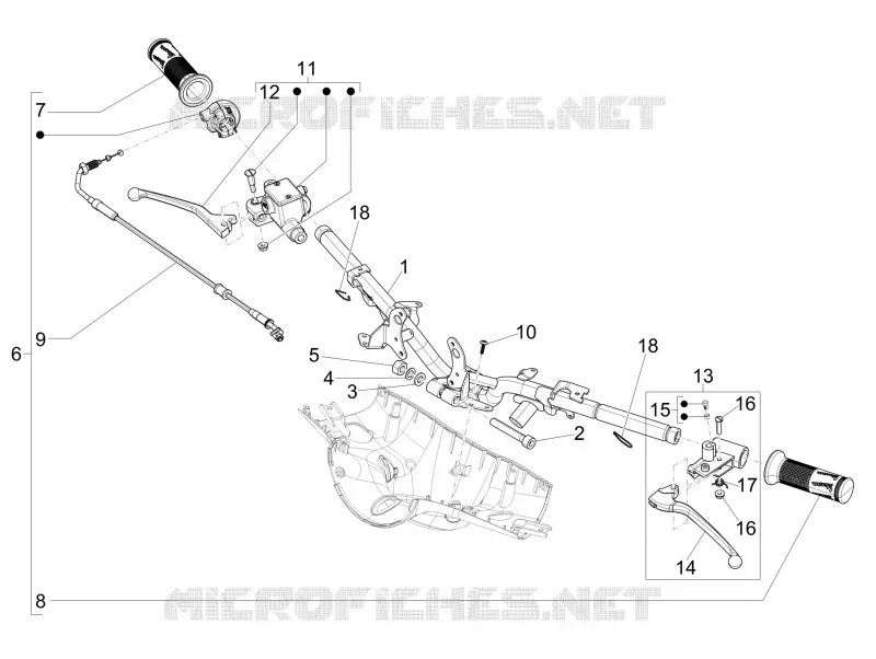 Guidon - Maître cylindre VESPA VESPA-SCOOTER 50 PRIMAVERA 2015  Primavera 4T-4V