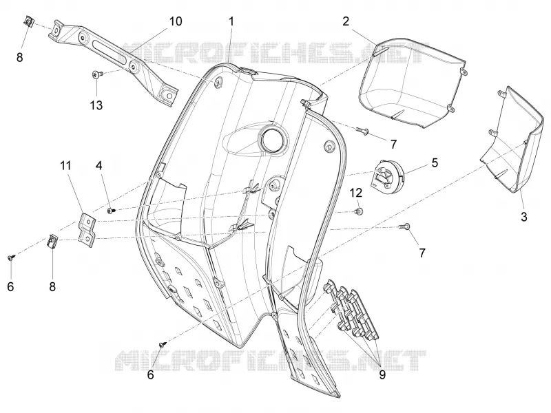 Coffre avant - Contre-tablier VESPA VESPA-SCOOTER 125 S 2015  S 4T 3V E3 ie