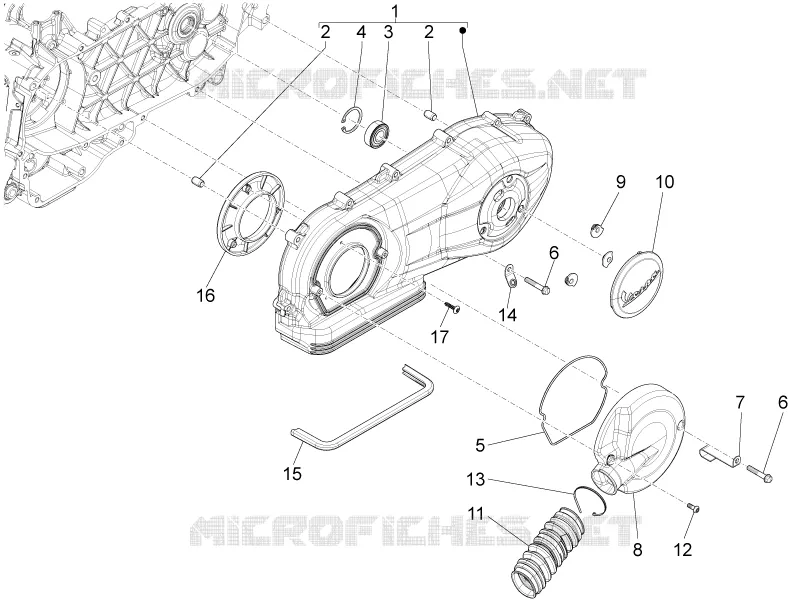 Couvercle carter - Refoidissement carter VESPA VESPA-SCOOTER 125 S 2014  S 4T 3V E3 ie