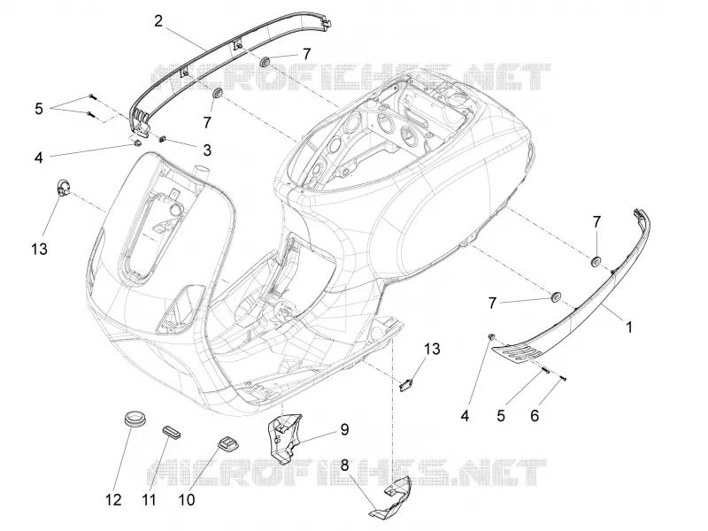 Couvertures laterales - Spoiler VESPA VESPA-SCOOTER 125 S 2015  S 4T 3V E3 ie