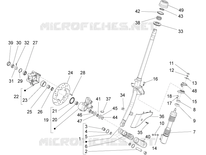 Fourche/tube direction - Ensemble butée dir. VESPA VESPA-SCOOTER 150 S 2014  S 4T 3V ie