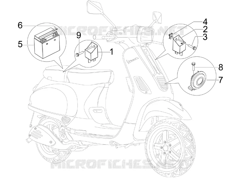 Relais - Batterie - Avertisseur sonore VESPA VESPA-SCOOTER 50 S 2010  S 4T 4V College