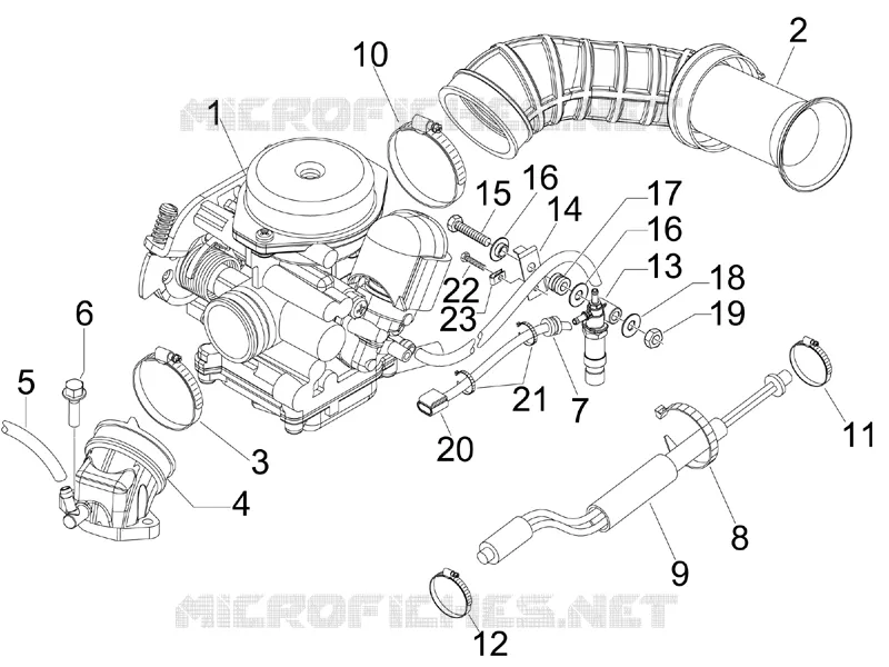 Carburateur complet - Raccord d admission VESPA VESPA-SCOOTER 50 S 2008  S 4T 4V College
