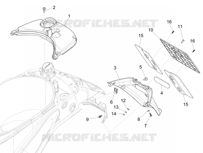 Couvercle arrière - Pare-boue VESPA VESPA-SCOOTER 125 SPRINT 2015  Sprint 4T 3V ie