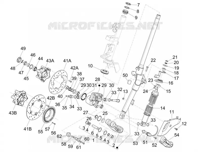 Fourche/tube direction - Ensemble butée dir. VESPA VESPA-SCOOTER 125 SPRINT 2015  Sprint 4T 3V ie