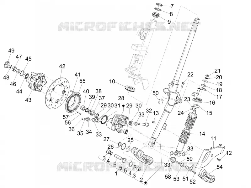 Fourche/tube direction - Ensemble butée dir. VESPA VESPA-SCOOTER 150 SPRINT 2014  Sprint 4T 3V ie