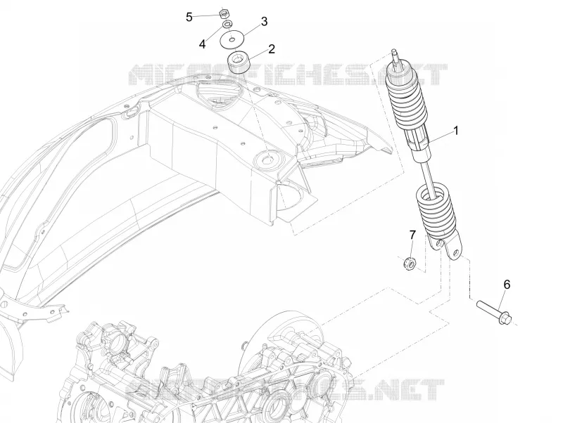 Suspension arrière - Amortisseur/s VESPA VESPA-SCOOTER 50 SPRINT 2017  Sprint 4T 2V 25 km/h