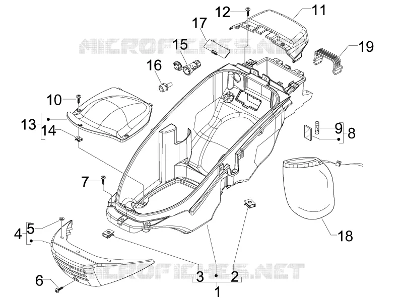 Logement casque - Dessous de selle PIAGGIO PIAGGIO-SCOOTER 250 BEVERLY 2008  Beverly Tourer E3