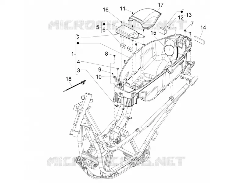 Logement casque - Dessous de selle PIAGGIO PIAGGIO-SCOOTER 300 BEVERLY 2016  Beverly ie ABS E4