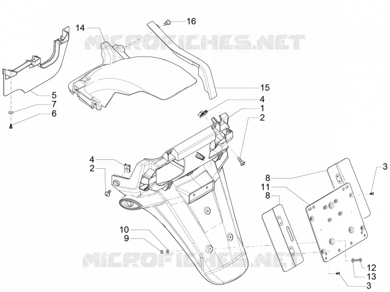 Couvercle arrière - Pare-boue PIAGGIO PIAGGIO-SCOOTER 500 MP3 2015  MP3 500 Business