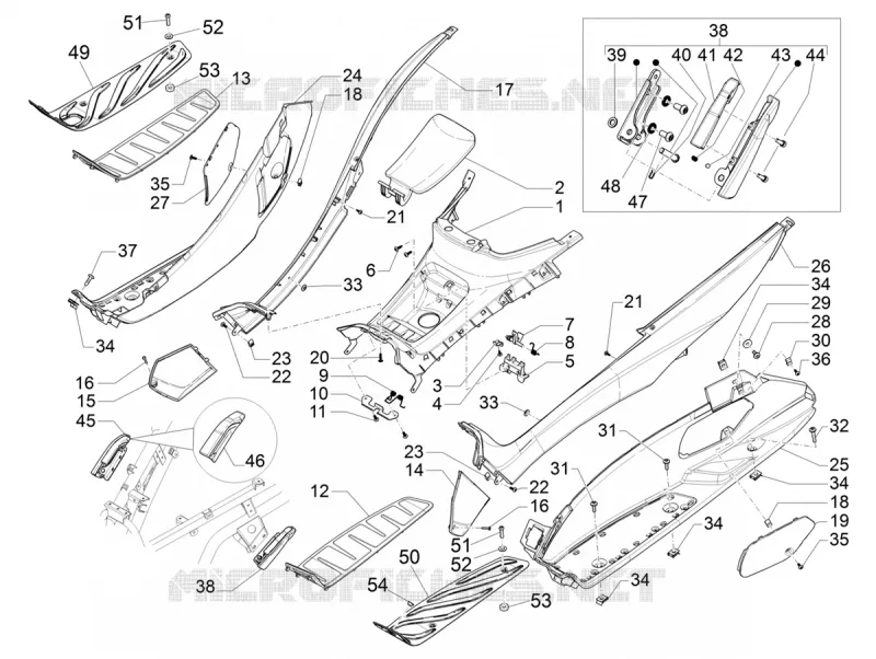 Central cover - Footrests PIAGGIO PIAGGIO-SCOOTER 500 MP3 2017  MP3 500 Business ABS E4