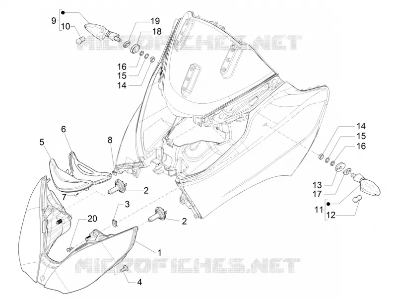 Front headlamps - Turn signal lamps PIAGGIO PIAGGIO-SCOOTER 500 MP3 2017  MP3 500 Business ABS E4