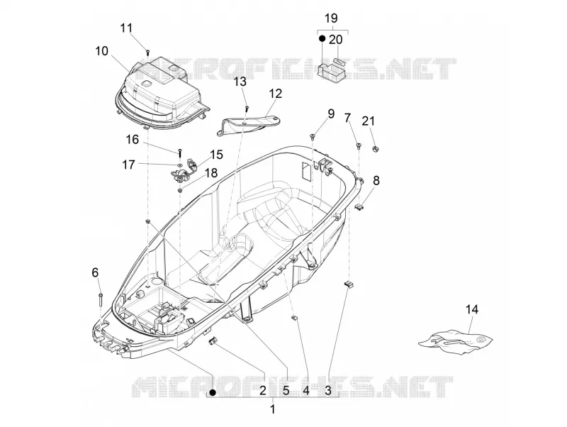 Helmet huosing - Undersaddle PIAGGIO PIAGGIO-SCOOTER 500 MP3 2017  MP3 500 Sport ABS E4