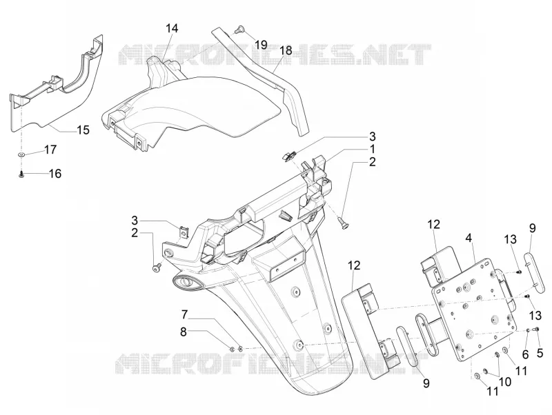 Couvercle arrière - Pare-boue PIAGGIO PIAGGIO-SCOOTER 500 MP3 2016  MP3 500 Sport E4