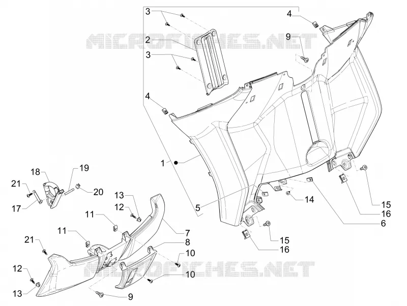 Coffre avant - Contre-tablier PIAGGIO PIAGGIO-SCOOTER 500 MP3 2015  MP3 500 Sport ABS E3-E4