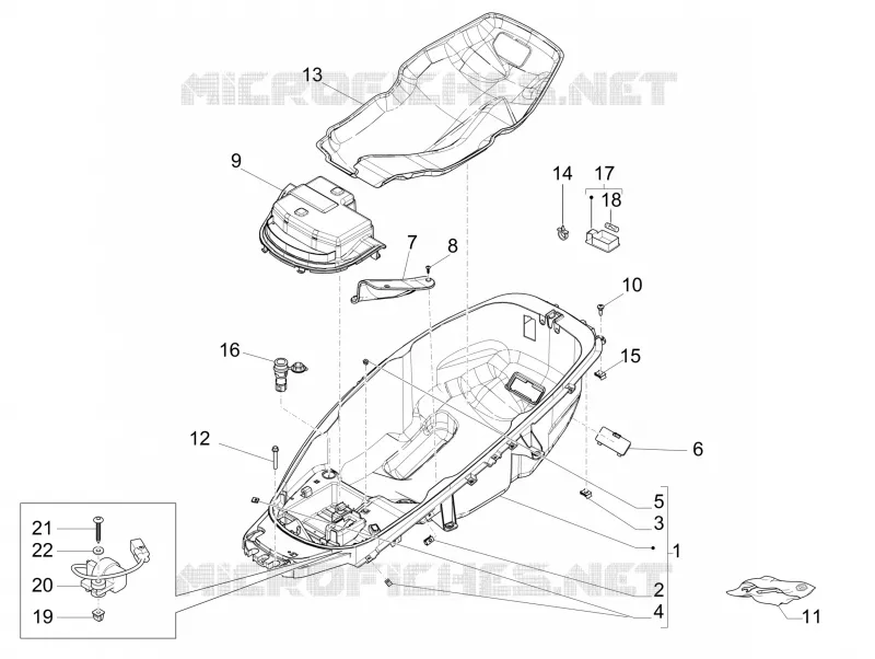 Logement casque - Dessous de selle PIAGGIO PIAGGIO-SCOOTER 500 MP3 2015  MP3 500 Business ABS E3-E4