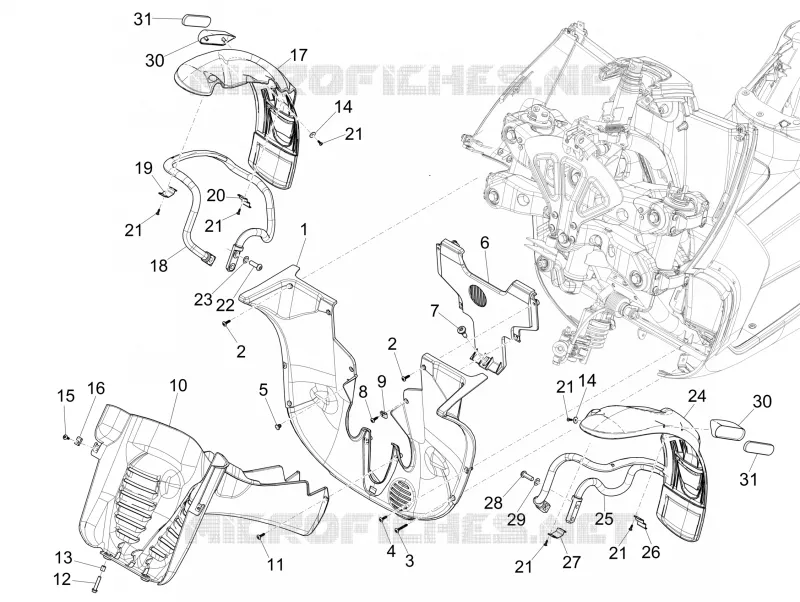 Logement roue - Garde boue PIAGGIO PIAGGIO-SCOOTER 500 MP3 2017  MP3 500 Business ABS E3-E4